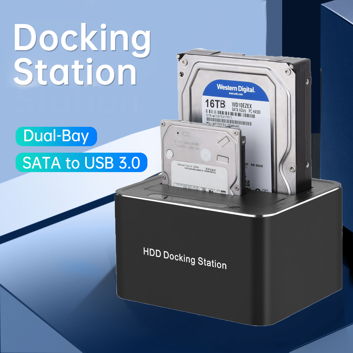 HDD Docking Station USB3.0 to Dualbay Hard Drive Docking Station Plug