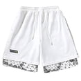thumbnail image 2 of Vibrex Men's Shorts, Men's Double-layer Trendy Printed Casual Sports Shorts, White_2XL, 2 of 9