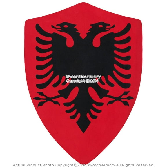 Medieval Crusader Knight German Twin Eagle Foam Shield Red with Hook and Loop Straps LARP