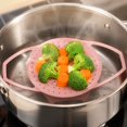 thumbnail image 5 of Food Grade Silicone Steamer Rack, Heat Resistant Round Silicone Steam Tray with Double Handles for Veggie Bun Cooking, 5 of 6
