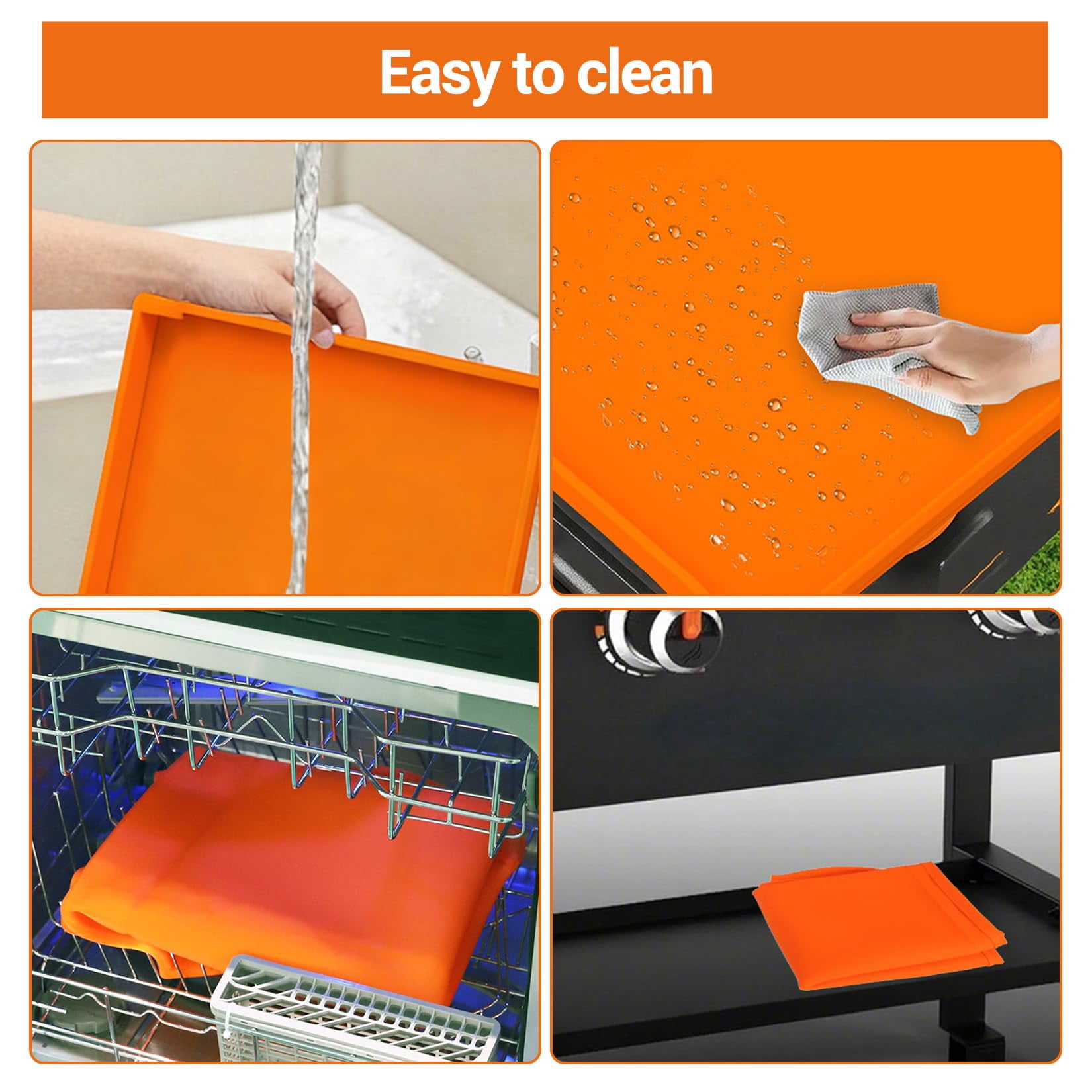 2-Pack Orange Silicone Griddle Cover & Accessories Set - 36 inch Griddle Mat and 16 inch Non-Stick Grill Protector -Thick, Reusable Food-Grade Silicone for Blackstone & Grills - Dirt & Rust Protectio