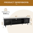 thumbnail image 2 of Ktaxon Modern LED TV Stand with 2 Fluted Arched Doors, 63" Entertainment Center Media Gaming Console for 55/60/65" TVs with RGB Lighting, Black, 2 of 12