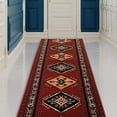 thumbnail image 1 of Runner Rug for Hallway Southwestern Burgundy Color 26 Inch or 31 Inch Wide by Your Length Choice Slip Resistant Rubber Backing Stain Resistant Pile Stair Runner, 1 of 6