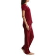 thumbnail image 3 of Blis Adult Womens Satin Trim Long Sleeve Sleep Cotton Pajama Pant Set, 3 of 3