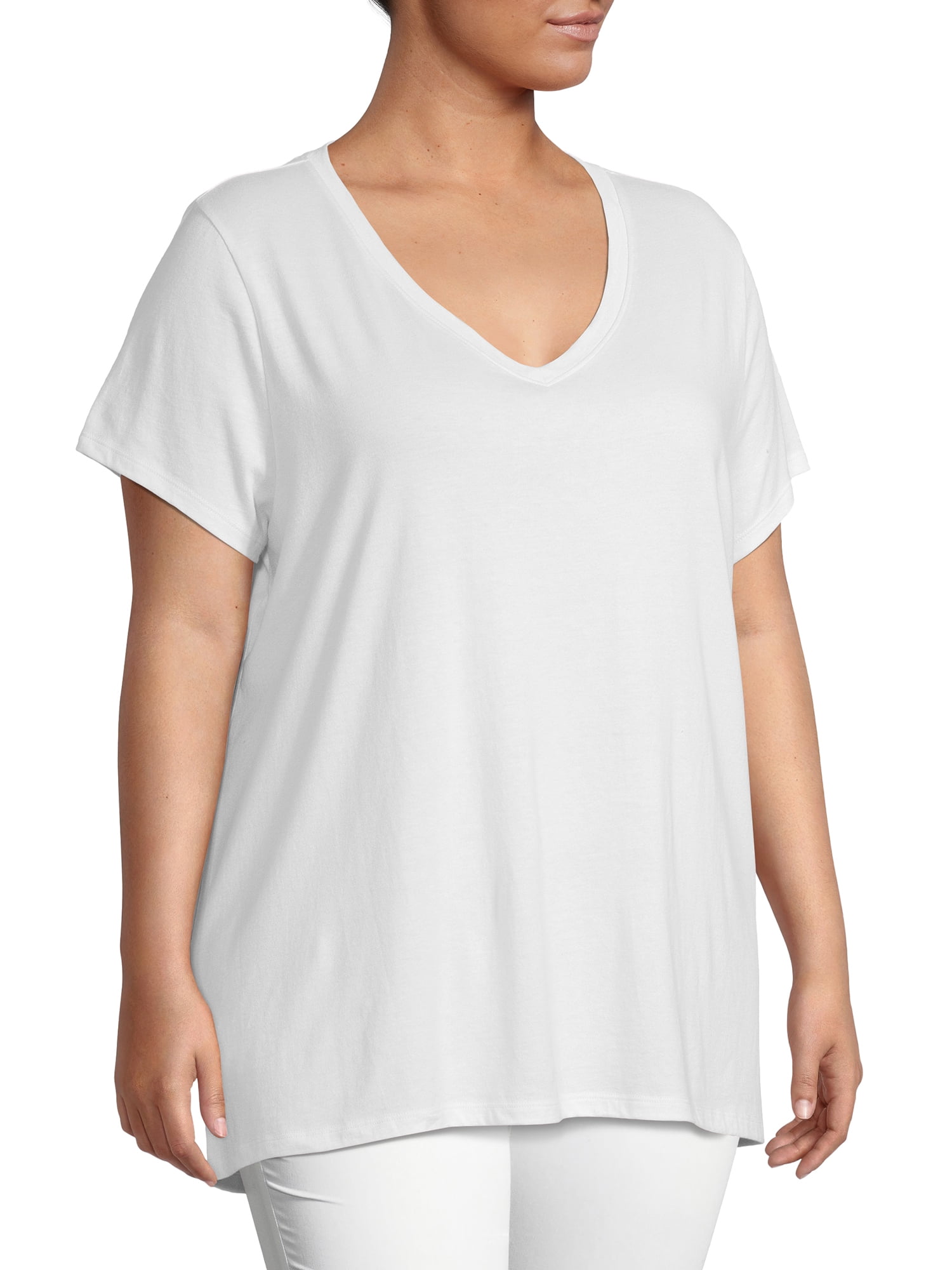 Just My Size Short Sleeve V-Neck T-Shirt (Women's Plus)