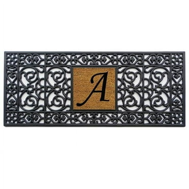 Calloway Mills  17 x 41 in. Rubber Monogram Rectangular Doormat, Black - Letter A