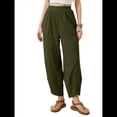 thumbnail image 2 of Pantalones Anchos y Holgados para Mujer, Estilo Palazzo Harén, Informales, con Cintura Elástica y Bolsillos. Verde M, 2 of 8