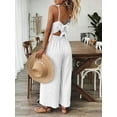 thumbnail image 5 of ZOELNIC Women's Summer Jumpsuit Spaghetti Strap Back Bow Romper, Wide Leg Vacation Outfit, Casual Resort Wear One Piece for Beach & Travel, 2XL, 5 of 7