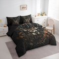 thumbnail image 2 of Castle Fairy Wildlife Whitetail Deer King Bedding 7pcs for Teens,Dark Autumn Leaf Forest King Bed in a Bag,Brown Black Orange,Black Reversible, 2 of 7