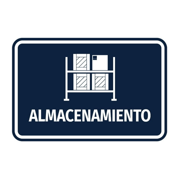 Signs ByLITA Classic Framed Almacenamiento vector Durable ABS Plastic | Laser Engraved | Easy Installation | Elegant Design Sign (Navy Blue / White) - Large