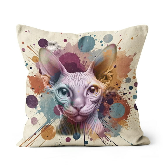 Sphynx Portrait Watercolor Vintage Retro Styles Pillow Cushion Double Sided Cat Lover Kitten Owner Gifts Idea Throw Pillow - 00001