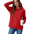 thumbnail image 4 of Textilo Long Sleeve Hoodies for Women Hooded Pullover Sweatshirts with Pocket Solid Color Sweatshirt Comfy Casual 2026 Fall Winter Loose Outfits,Red 2XL, 4 of 6