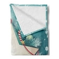 thumbnail image 2 of Christmas Soft Flannel Fleece Blanket, Santa Claus Star Banner Snowflakes Ribbon and Candy Cane Tree Winter Season Theme, Cozy Plush for Indoor and Outdoor Use, 50" x 70", Red White, by Ambesonne, 2 of 5