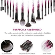 DUAIU Makeup Brushes 15pcs Premium Synthetic Bristles Crystal Handle Set Kabuki Foundation Brush Face Lip Eye Makeup Brush Sets Professional with Starry Gift Box(Purple)