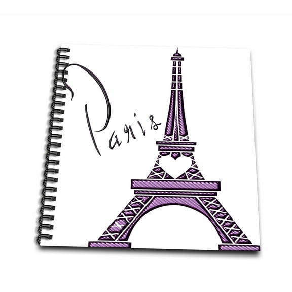 3dRose, Purple Gel Effect One Dimensional Eiffel Tower With The Word Paris, Memory Book 12 x 12 inch
