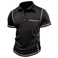 thumbnail image 5 of Wyobmus Men's Shirts Lapeled Collar Buttons Up Shirt Quick Dry Performance Short Sleeve Work Shirts A-Black, 5 of 5