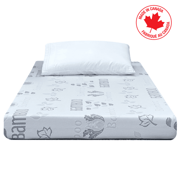 ViscoLogic Mousse de Gel Infusée Réversible Simple Matelas Parfaite pour Lit Superposé, Lit Gigogne, Housse de Matelas Amovible en Bambou, Mousse Certifiée Certipur-Us, Matelas à Sensation Moyenne dans une Boîte, 5 Pouces