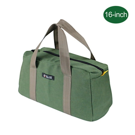 

PENGGONG Large Thickened Wear-resistant Maintenance Tool Storage Bag Multifunctional Portable Tool Bag Large Capacity Canvas Bag 16-inch Army Green 168