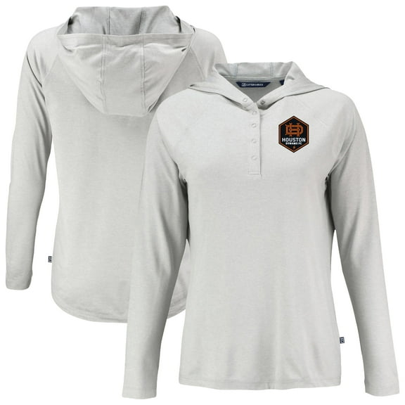 Women's-Cutter & Buck Gray Houston Dynamo FC Coastline Epic Comfort Eco Recycled Quarter-Snap Raglan Hoodie Top