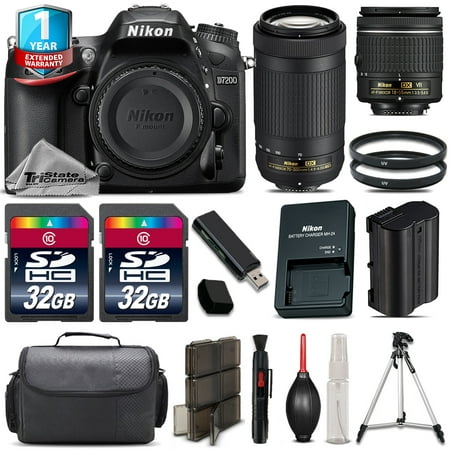 Nikon D7200 DSLR Camera + 18-55mm  + 70-300mm + 64GB Kit + Tripod + 1yr