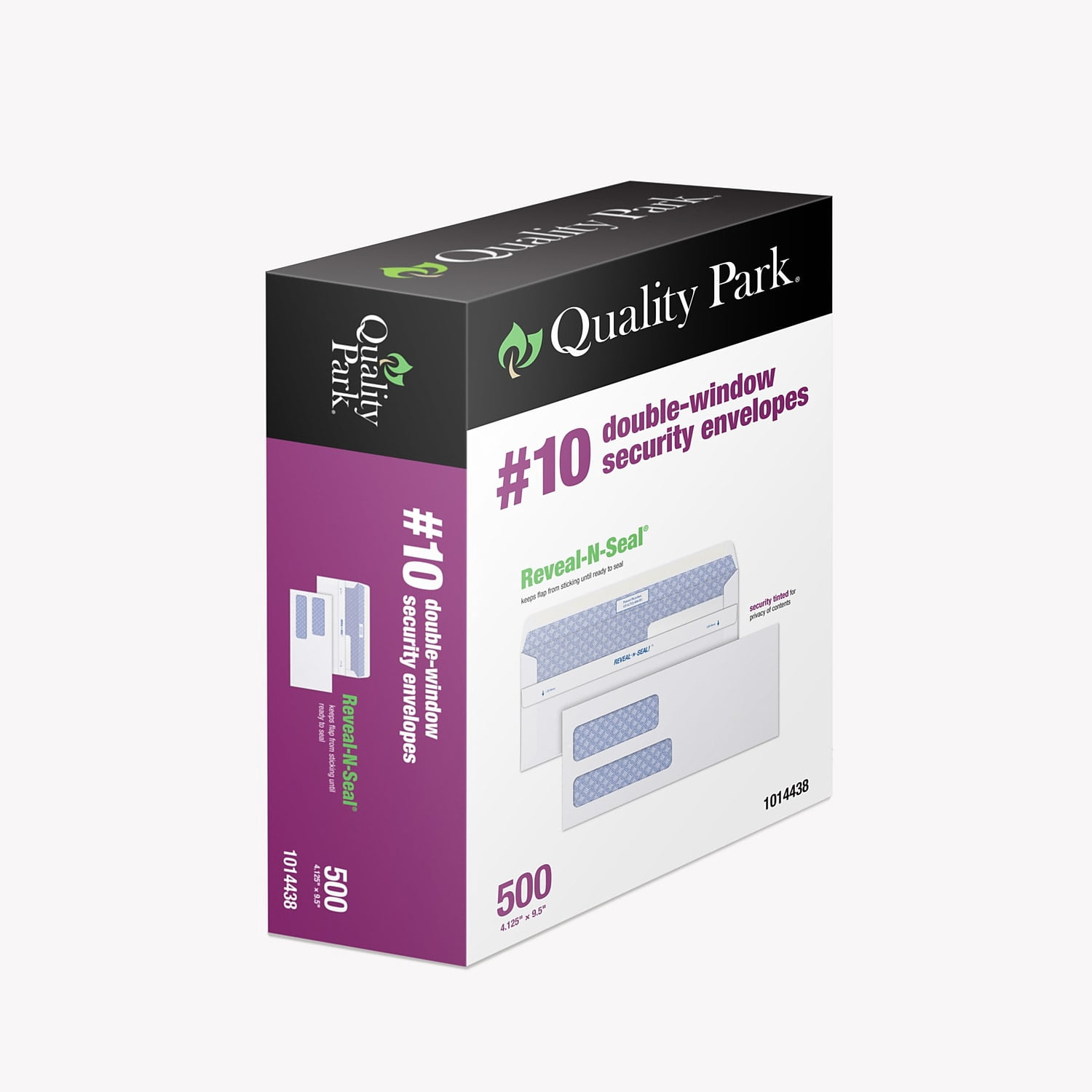 Quality Park Reveal-N-Seal Self Seal Security Tinted #10 Double Window Envelope 4 1/8" x 9 1/2"