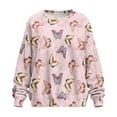 thumbnail image 4 of SCRAWLGOD Butterfly Print Beige Pink Womens Round Neck Sweatshirts with Pockets Long Sleeve Trendy Pullover Casual Comfy Drop Shoulder Loose Fit Tops Fall Clothes, L, 4 of 7