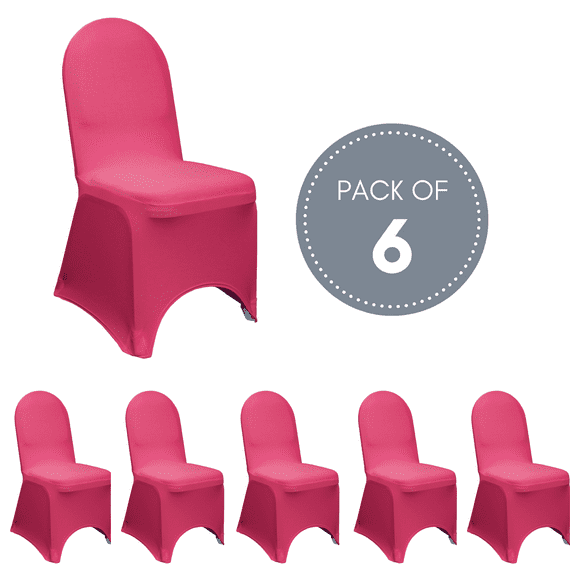 YCC Linens - 6 Pack Stretch Spandex Banquet Chair Covers - Fuchsia