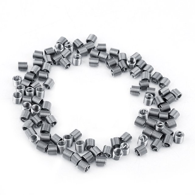 Inserto de reparación de roscas, 100 piezas M4 Inserto de rosca de tornillo de acero inoxidable Inserto helicoidal Rendimiento sólido