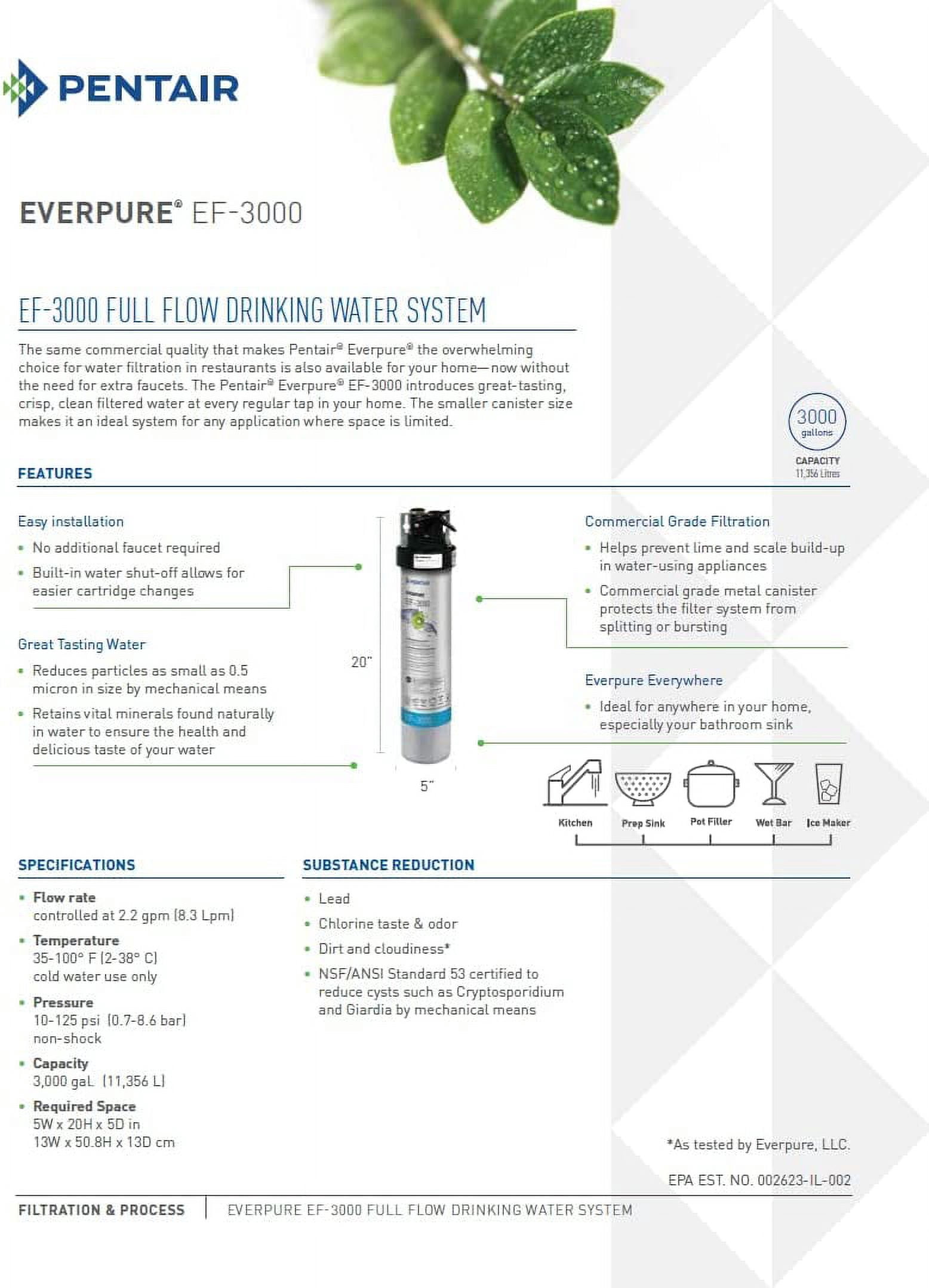 Everpure EF-3000 EV985750 Under Sink Water Filter Replacement Cartridge