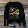thumbnail image 2 of Tweang Mardi Gras Sweatshirts for Women's Purple Green and Gold Mardi Gras Shirt High Neck Tops for Women Womens Christmas Hoodies Crewneck Sweatshirt Long Sleeve Tops for Women Black 1 L, 2 of 4