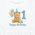 thumbnail image 4 of Inktastic 1st Birthday Bear with Cake and Balloons Girls Baby Dress, 4 of 5