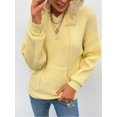 thumbnail image 2 of Pull à Capuche pour Femmes, Décontracté, Boutonné, Col en V, Manches Longues, Tricoté, Henley, 2 of 7