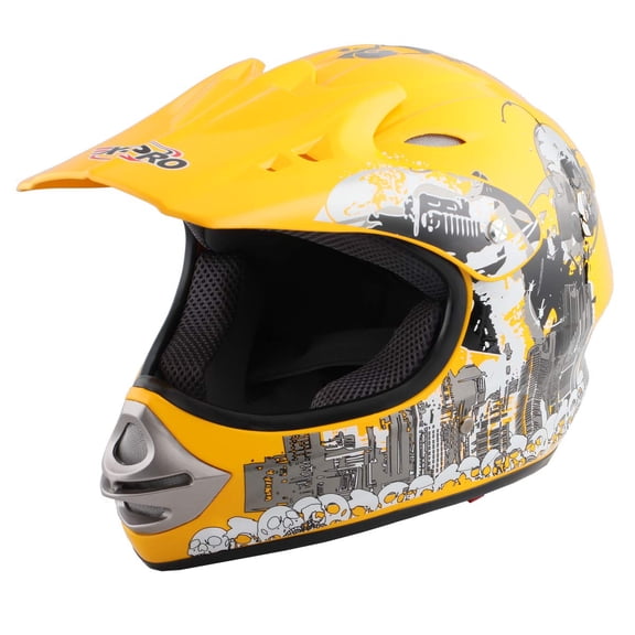 X-Pro DOT Approved Youth Motocross Off-Road Helmet! (BLD-Yellow, XL)