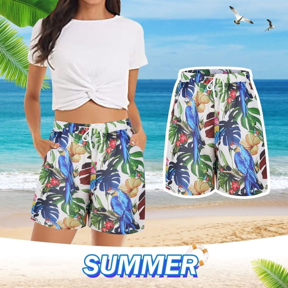 HAIJIE Women Swim Shorts Stretchy High Waisted Beach Shorts Short Pants Beach Shorts for Women Summer Daily Wear