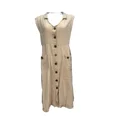 thumbnail image 2 of Elegante vestido informal de retazos con doble bolsillo para mujer, vestido de viaje diario de Color sólido, vestido cárdigan de un solo pecho con solapa, 2 of 4