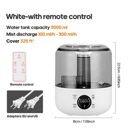 

LOPNGLS Quiet Large Spray Mute Humidifier Sprayer Atomizer Wall Plug Essential Large Capacity 3L Household Air Humidifier for a Comfortable Living Environment