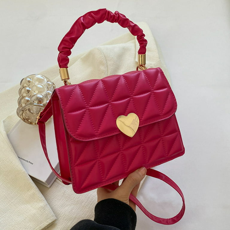 Women PU Leather Solid Color Crossbody Shoulder Bag Retro Love Heart Shape  Purse - AliExpress