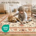 thumbnail image 4 of ODIKA 2'x3' Washable Throw Rug Non-Slip, Low Profile, Flatwoven, Easy Care Door Boho Vintage Scroll Border Motif Distressed Lattice Southwestern for Hallway, Study Room, 4 of 7