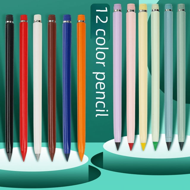 Lápiz de 12 colores borrable, lápiz de postura positiva, lápiz de color para niños, no es necesario cortar, lápiz de pintura para estudiantes
