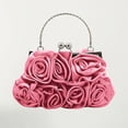 thumbnail image 2 of Women's Elegant Satin Evening Clutch with Detachable Silk Rose Handbag for Formal Parties and Occasions for Wedding Pink One Size, 2 of 4
