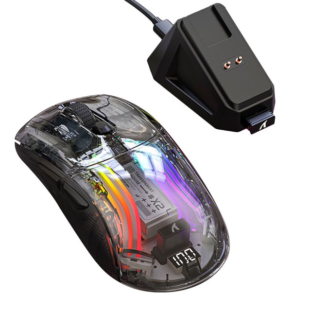 Wi Mouse Gaming Inalámbrico Conveniente 3 Modos Portátil para ESports Office Rojo