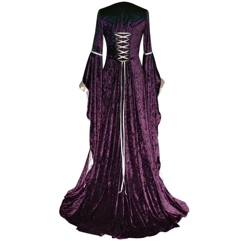 yoeyez Womens Wedding Guest Medieval Costume Dress Flare Sleeve Lace up Over Long Dresses Irish Fairy Wedding Guest Dress for Purple,S - Walmart.com yoeyez Womens Wedding Guest Medieval Costume Dress Flare Sleeve Lace up Over Long Dresses Irish Fairy Wedding Guest Dress for Purple,S - Walmart.com