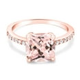 thumbnail image 2 of Gem Stone King 18K Rose Gold Plated Silver Peach Nano Morganite Women Engagement Ring (2.12 Ct Cushion 8MM, Available in Size 5, 6, 7, 8, 9), 2 of 5