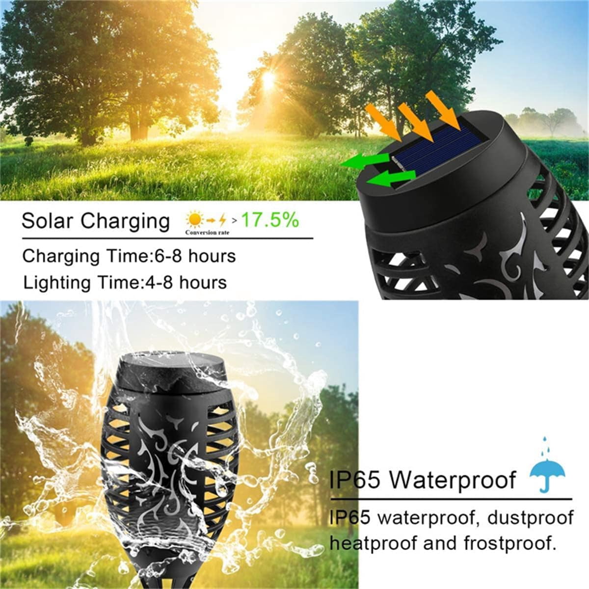 REQO 8 Solar Lights Outdoor Garden,Waterproof LED Landscape Lights Ornaments,Flickering Dancing Flaming Torch Solar Lights Stake for Pathway Yard Patio Walkway Lawn Decorative