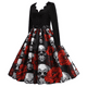 thumbnail image 4 of Vestido vintage de manga larga para mujer, para Navidad, años 50 y 60, para ama de casa, fiesta de noche, graduación, disfraces de Halloween, con lazo y vendaje, 4 of 5