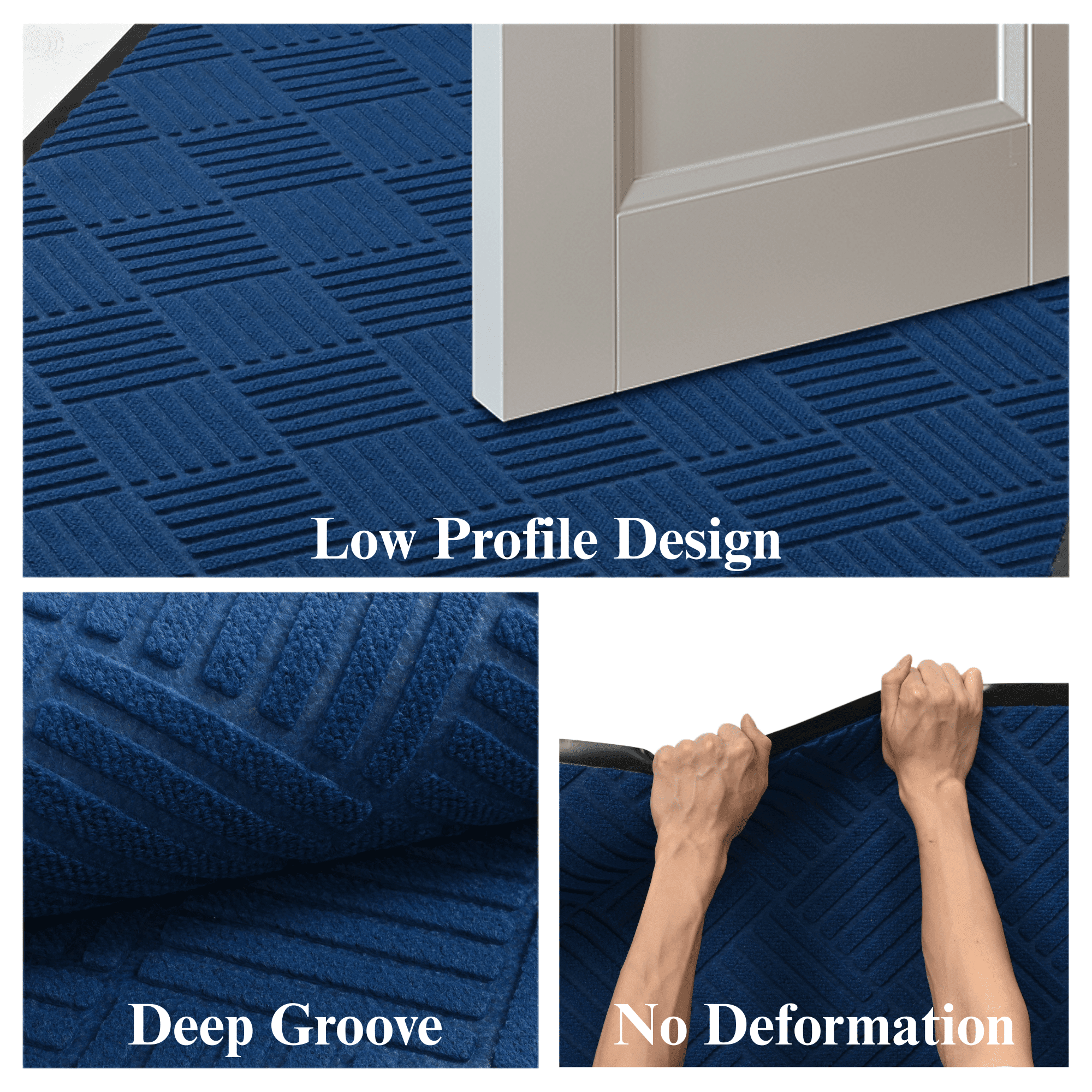 OVYEOFR Entrance Door Mat, 3ft x 5ft Indoor Outdoor Large Doormat with Non-Slip Rubber Backing, Blue