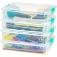 thumbnail image 1 of L ( US Qt) Large Clip Box Clear Plastic Storage Container Bins with Latching Lids Organizing Container for Home Office and School Supplies Stackable Seafoam Buckles, 1 of 9