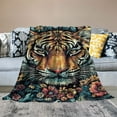 thumbnail image 2 of BCIIG Pink Green and Turquoise Tapestry Tibet Tiger Blankets  Chinoiserie Asian Aesthetic Tapestry Flannel Fleece Blanket Home Decoration Bedroom Decor Living Room Door Curtain 40x50in, 2 of 6