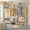 thumbnail image 2 of 830LbsClothes Rack Heavy Duty Clothing Rack 77" H Clothing Racks for Hanging Clothes Metal Garment Rack Portable Clothes Rack Heavy Duty Freestanding Closet Wardrobe 77" H x69 W x16 D,White, 2 of 7