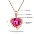 thumbnail image 4 of Gem Stone King 18K Rose Gold Plated Silver Pink Created Sapphire and White Moissanite Heart Shape Pendant Necklace for Women (1.82 Cttw, Heart 8MM, Gemstone September Birthstone, with 18 inch Chain), 4 of 4